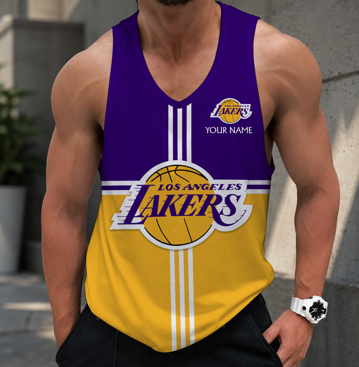 LIMITED EDITION - NEW CUSTOMIZED NBA09 LLA LOS ANGELES LAKERS MEN'S TANK TOP