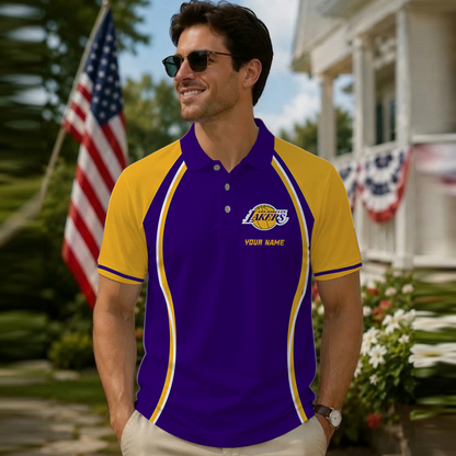 [HOT DEAL] NEW CUSTOMIZED NBA09 LLA LOS ANGELES LAKERS POLO SHIRT