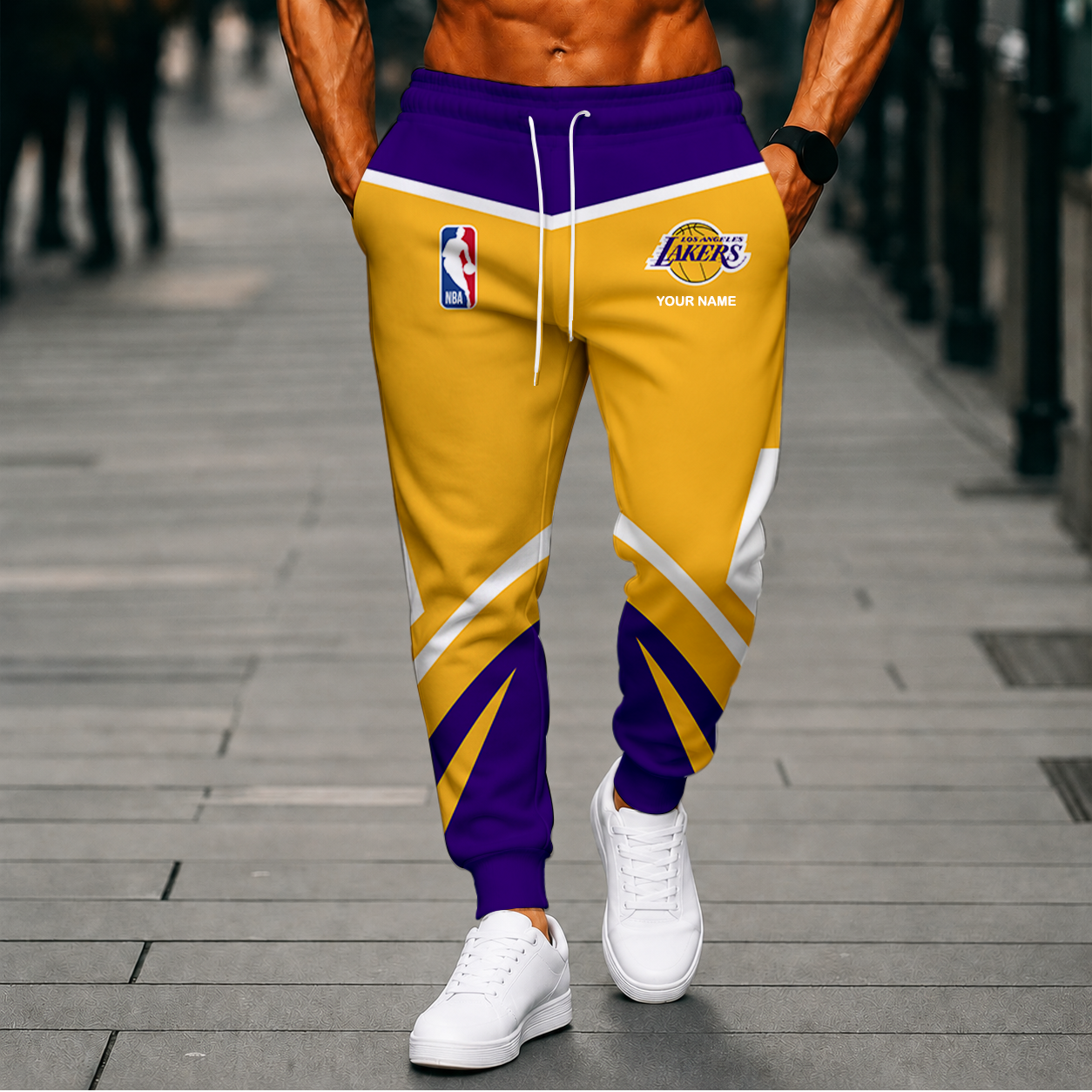 LIMITED EDITION - NEW CUSTOMIZED NBA09 LLA LOS ANGELES LAKERS SWEATPANTS