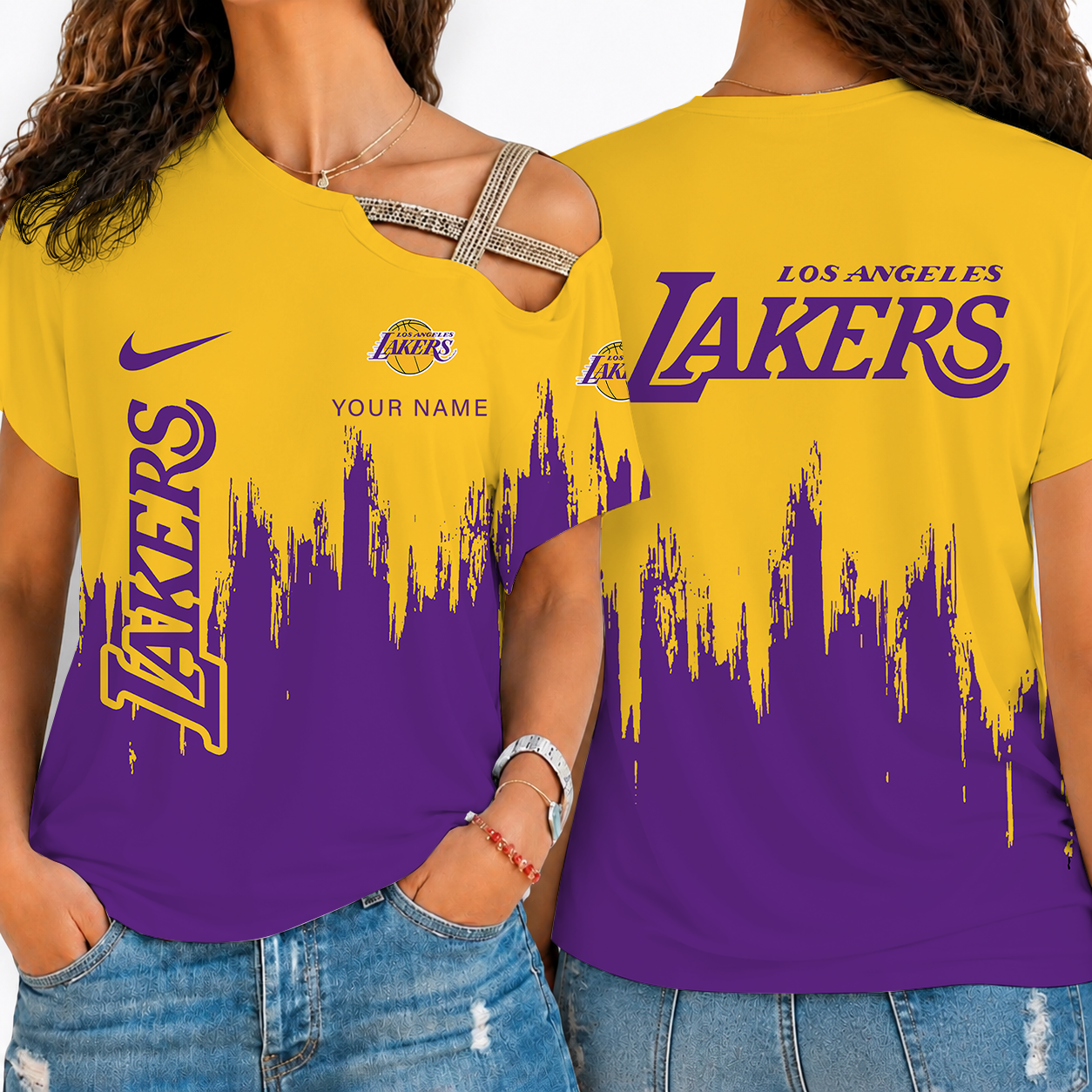 [HOT DEAL] NEW CUSTOMIZED NBA09 LLA LOS ANGELES LAKERS SHOULDER SHIRT