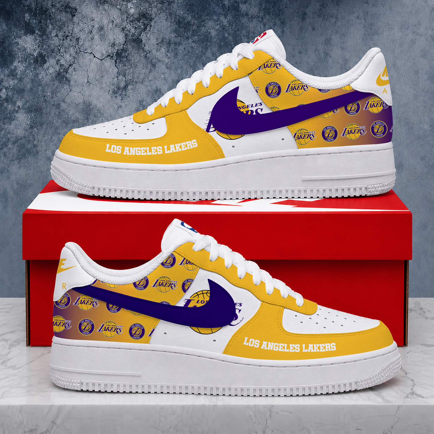 LIMITED EDITION - NEW CUSTOMIZED NBA09 LLA LOS ANGELES LAKERS AF1 SNEAKERS