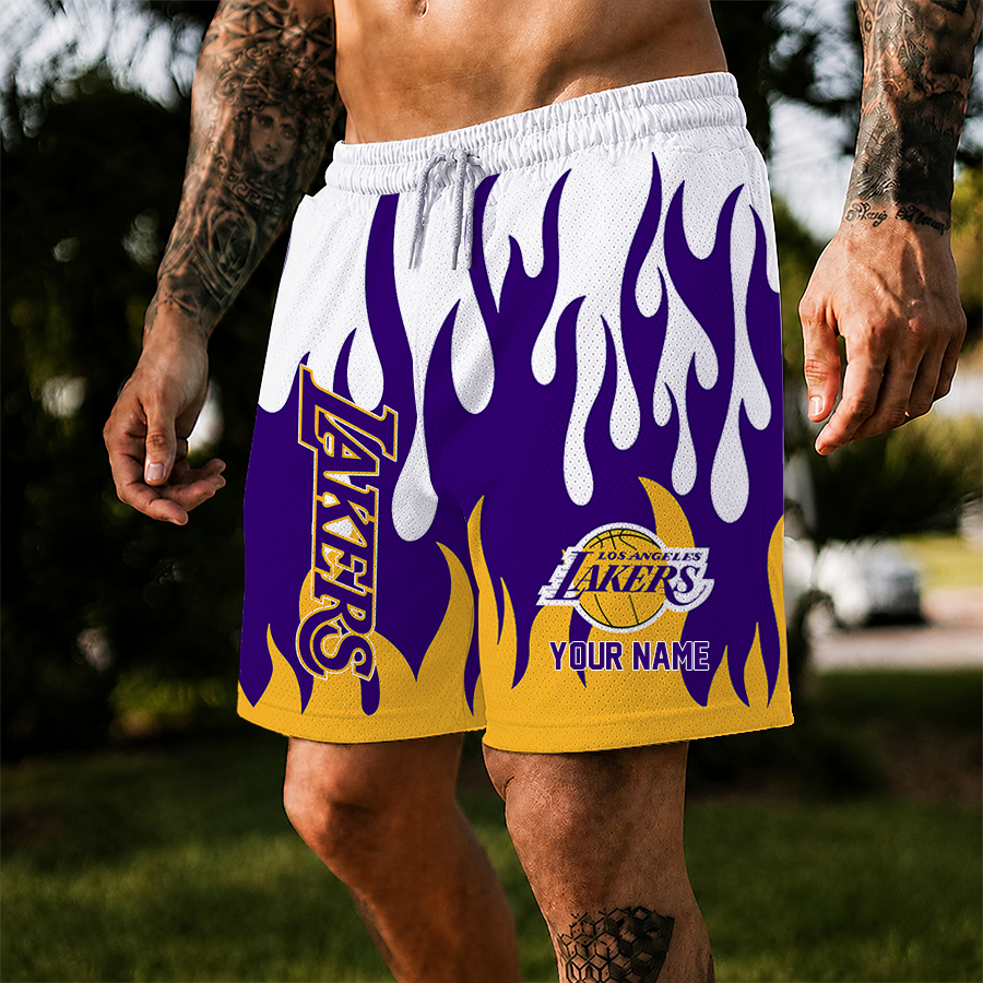 [HOT DEAL] NEW CUSTOMIZED NBA09 LLA LOS ANGELES LAKERS SHORT PANTS