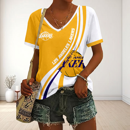 LIMITED EDITION - NEW CUSTOMIZED NBA09 LLA LOS ANGELES LAKERS V-NECK FEMALE SHIRT