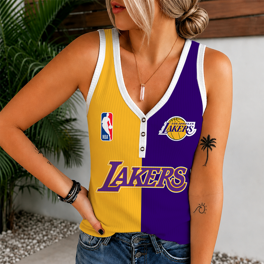 [HOT DEAL] NEW CUSTOMIZED NBA09 LLA LOS ANGELES LAKERS WOMEN'S V-NECK TANK TOP