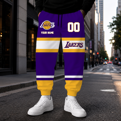 ELITE EDITION - NEW CUSTOMIZED NBA09 LLA LOS ANGELES LAKERS SWEATPANTS