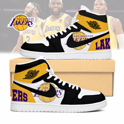 LIMITED EDITION - NEW CUSTOMIZED NBA09 LLA LOS ANGELES LAKERS AIR JORDAN SNEAKERS