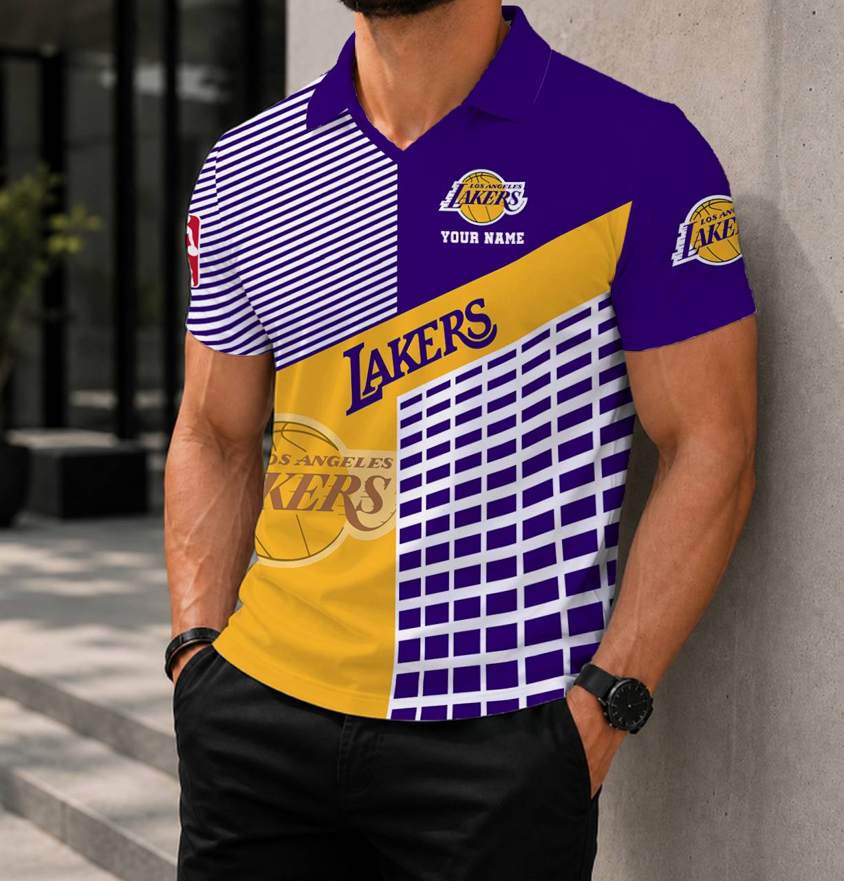 LIMITED EDITION - NEW CUSTOMIZED NBA09 LLA LOS ANGELES LAKERS POLO SHIRT