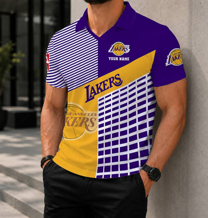 LIMITED EDITION - NEW CUSTOMIZED NBA09 LLA LOS ANGELES LAKERS POLO SHIRT