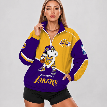 [HOT DEAL] NEW CUSTOMIZED NBA09 LLA LOS ANGELES LAKERS V-NECK ZIPPER SWEATSHIRT JACKET