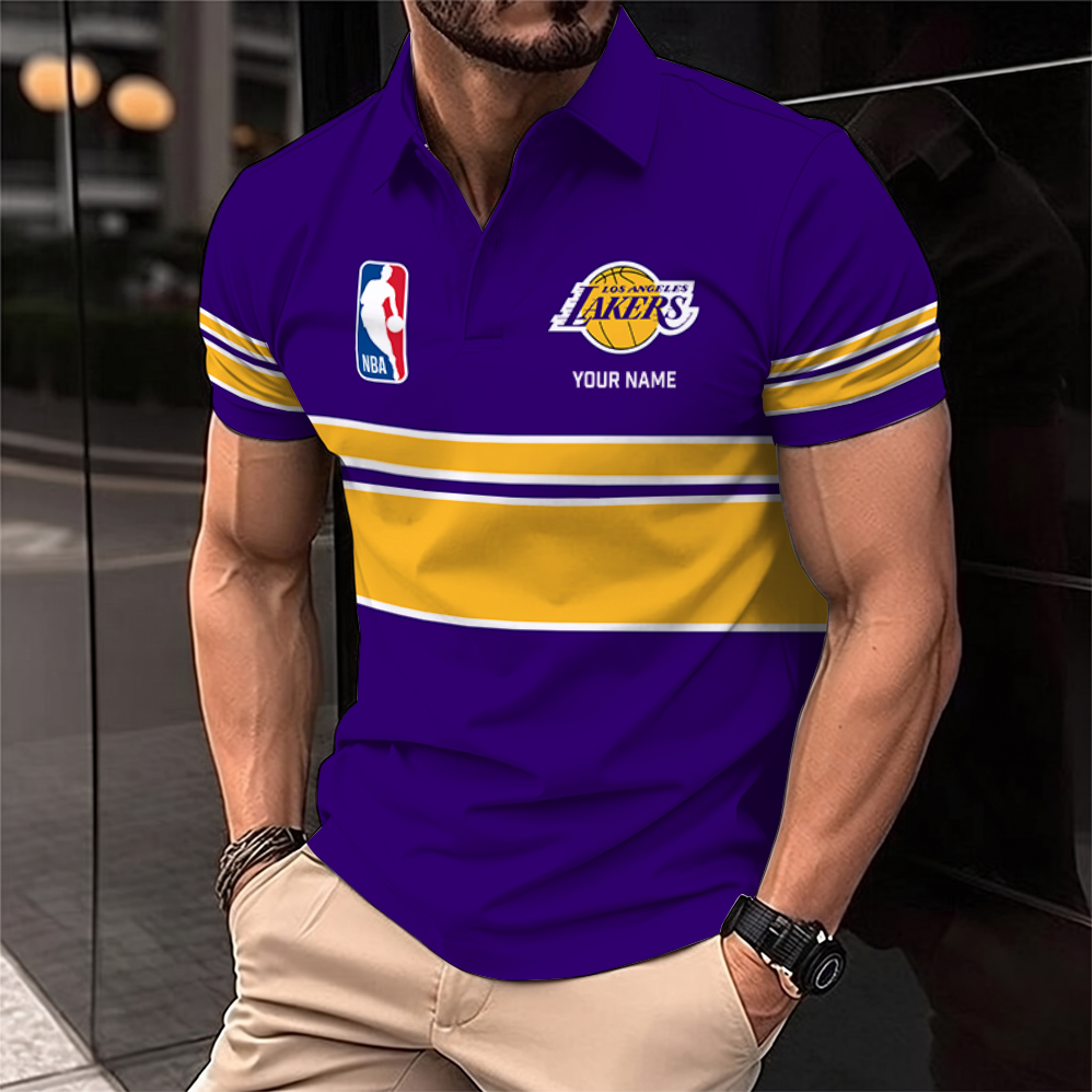 [HOT DEAL] NEW CUSTOMIZED NBA09 LLA LOS ANGELES LAKERS POLO SHIRT