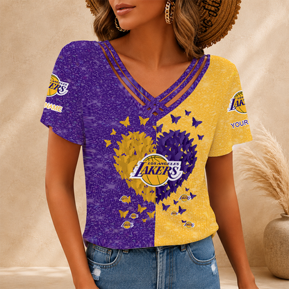 LIMITED EDITION - NEW CUSTOMIZED NBA09 LLA LOS ANGELES LAKERS V-NECK SHIRT