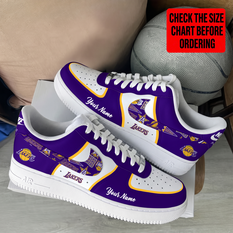 LIMITED EDITION - NEW CUSTOMIZED NBA09 LLA LOS ANGELES LAKERS AF1 SHOES