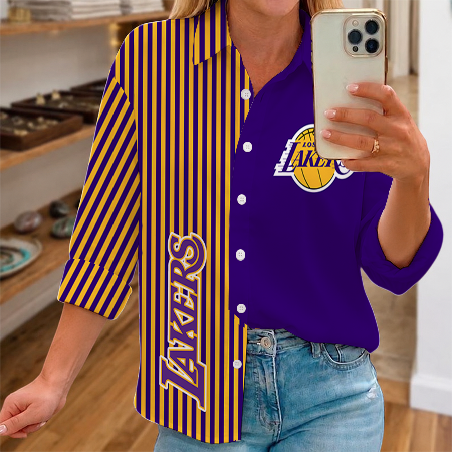 LIMITED EDITION - NEW CUSTOMIZED NBA09 LLA LOS ANGELES LAKERS WOMEN CASUAL SHIRT FOR FAN