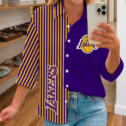 LIMITED EDITION - NEW CUSTOMIZED NBA09 LLA LOS ANGELES LAKERS WOMEN CASUAL SHIRT FOR FAN