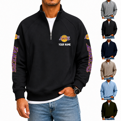 [HOT DEAL] NEW CUSTOMIZED NBA09 LLA LOS ANGELES LAKERS  MEN'S QUARTER ZIP PULLOVER