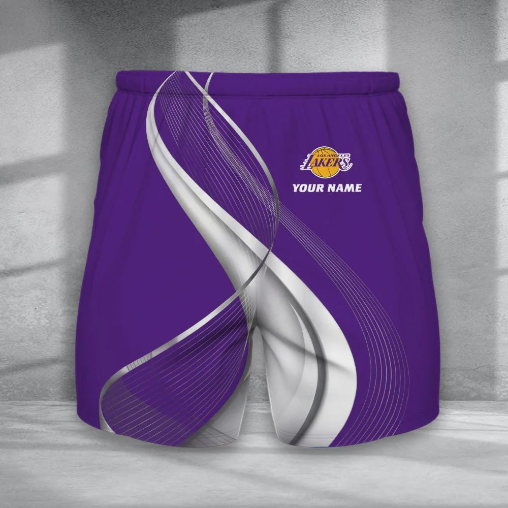 LIMITED EDITION - NEW CUSTOMIZED NBA09 LLA LOS ANGELES LAKERS SHORT PANTS
