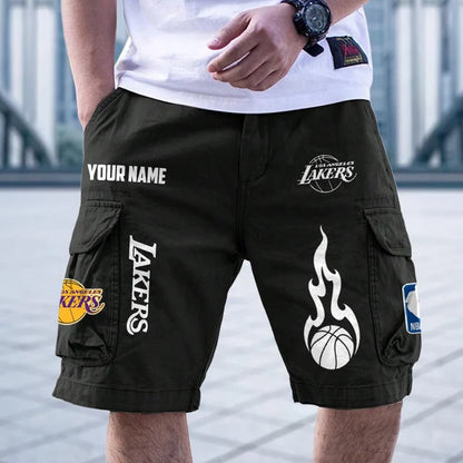 [HOT DEAL] NEW CUSTOMIZED NBA09 LLA LOS ANGELES LAKERS CARGO SHORTS
