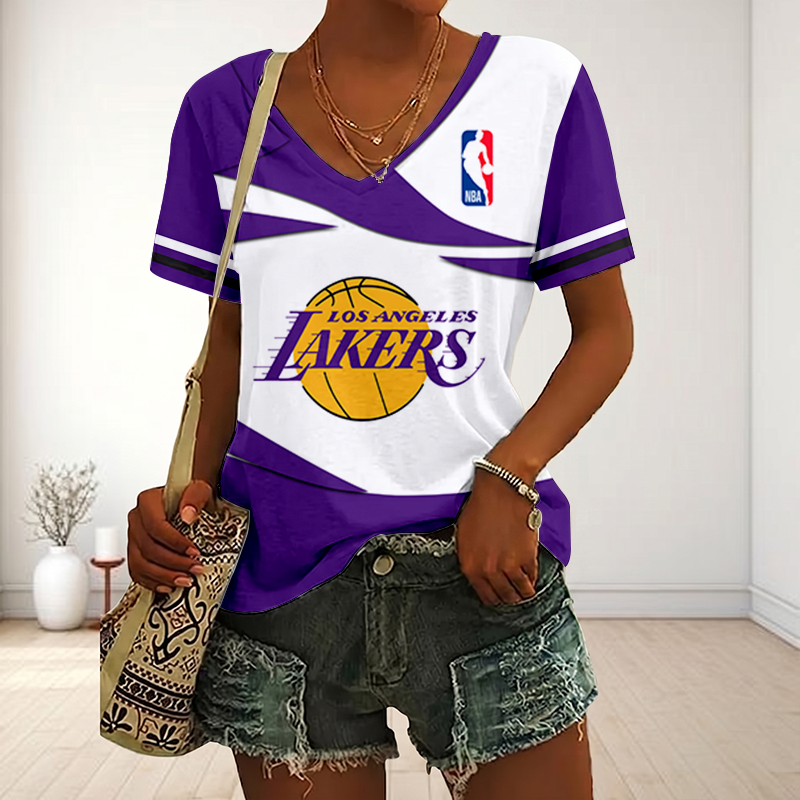 LIMITED EDITION - NEW CUSTOMIZED NBA09 LLA LOS ANGELES LAKERS V-NECK FEMALE SHIRT