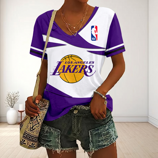 LIMITED EDITION - NEW CUSTOMIZED NBA09 LLA LOS ANGELES LAKERS V-NECK FEMALE SHIRT