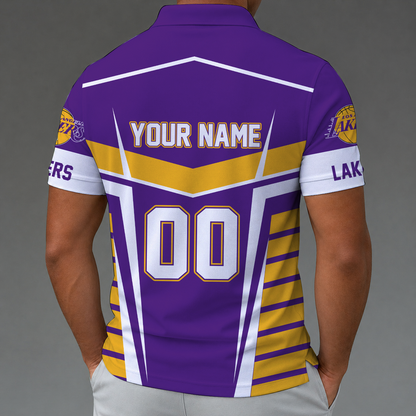 [HOT DEAL] NEW CUSTOMIZED NBA09 LLA LOS ANGELES LAKERS ZIP POLO SHIRT