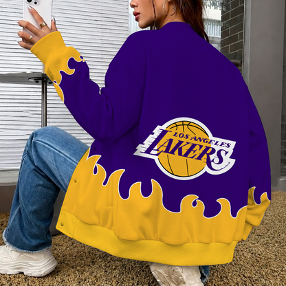 LIMITED EDITION - NEW CUSTOMIZED NBA09 LLA LOS ANGELES LAKERS BASEBALL JACKET, SATIN VARSITY JACKET
