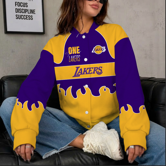 LIMITED EDITION - NEW CUSTOMIZED NBA09 LLA LOS ANGELES LAKERS BASEBALL JACKET, SATIN VARSITY JACKET