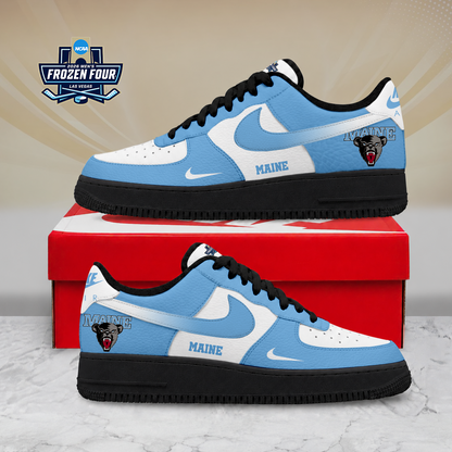 LIMITED EDITION - NEW CUSTOMIZED NCAA MFF09 MBB MAINE BLACK BEARS AF1 SHOES