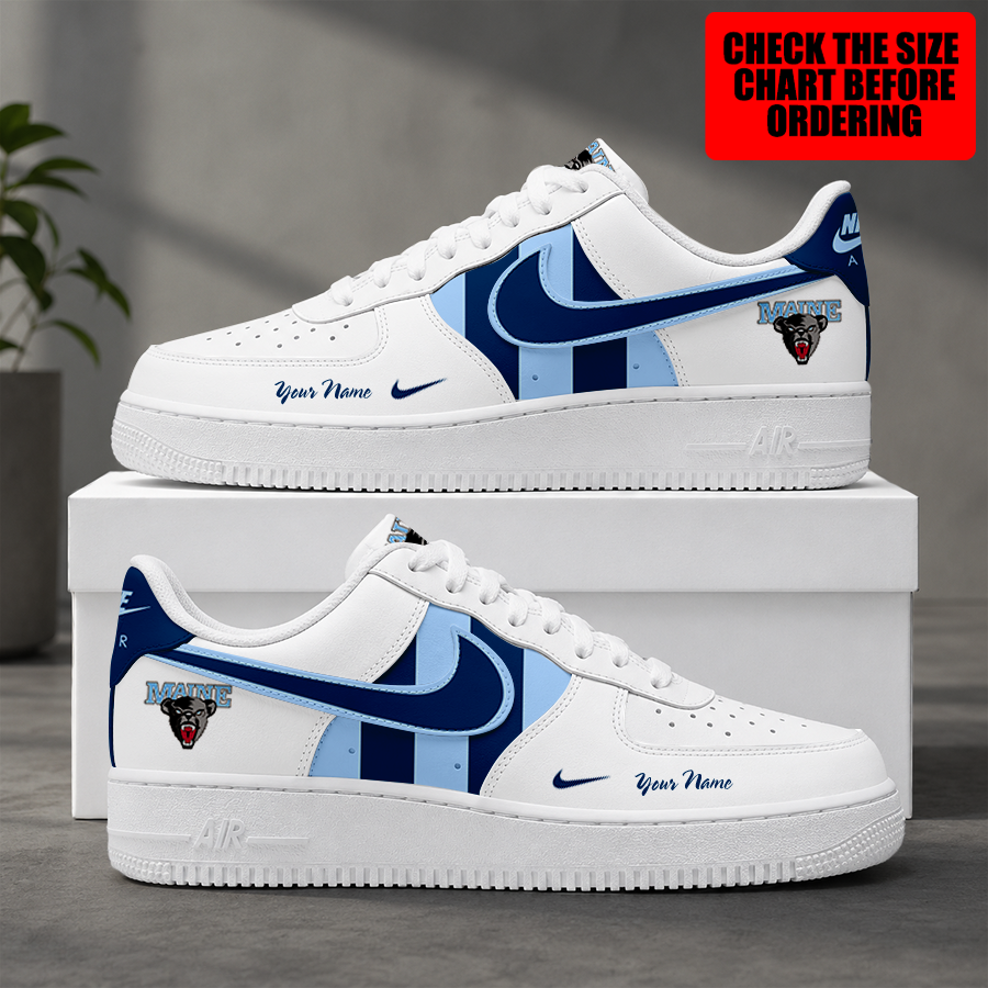 [FAN FAVORITE] NEW CUSTOMIZED NCAA MFF09 MBB MAINE BLACK BEARS AF1 SHOES