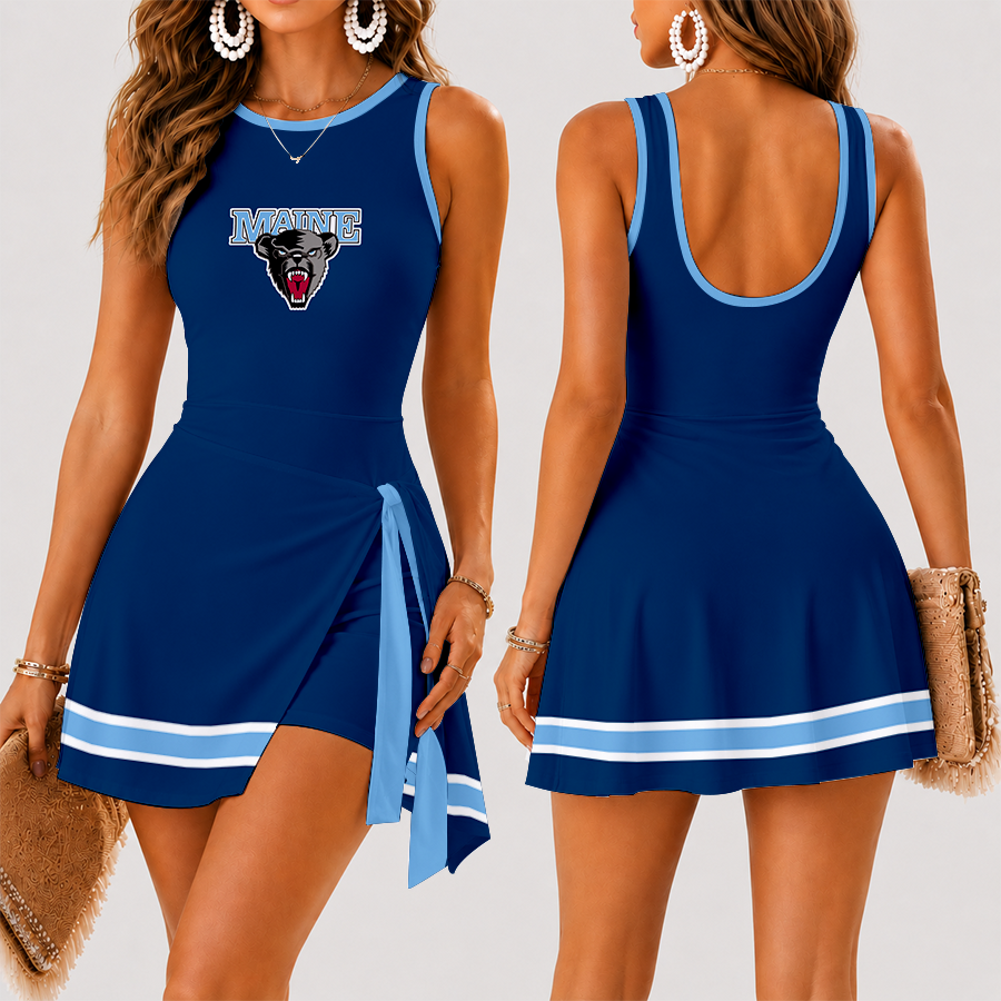 [FAN FAVORITE] NEW CUSTOMIZED NCAA MFF09 MBB MAINE BLACK BEARS WOMEN'S SUMMER SKORT DRESS