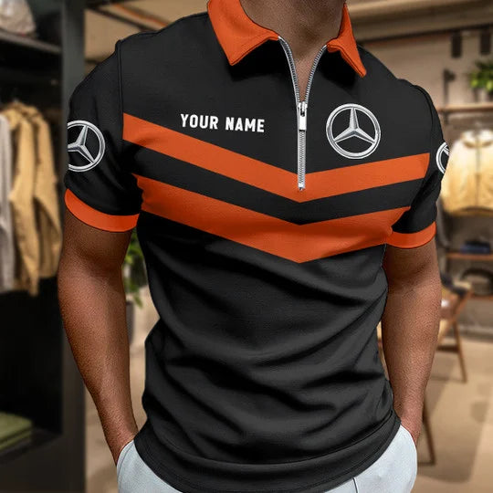 LIMITED EDITION - NEW CUSTOMIZED F109 MB MERCEDES ZIP POLO SHIRT