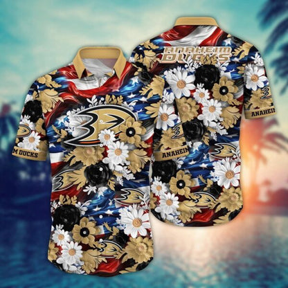 VIRAL EDITION - NEW CUSTOMIZED NHL09 AHD ANAHEIM DUCKS INDEPENDENCE DAY UNISEX HAWAIIAN SHIRT