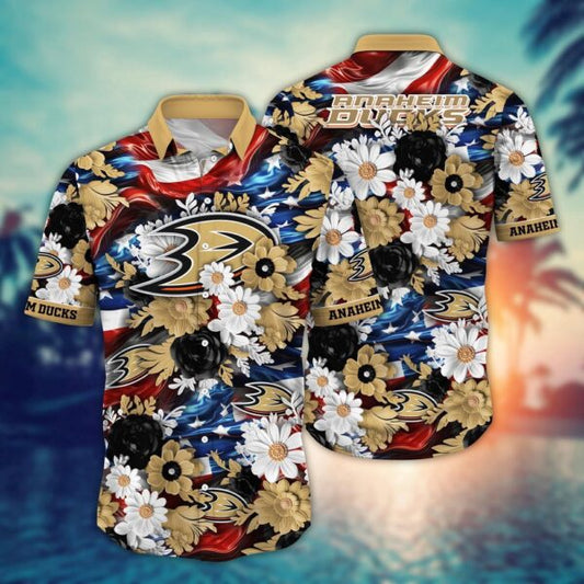 VIRAL EDITION - NEW CUSTOMIZED NHL09 AHD ANAHEIM DUCKS INDEPENDENCE DAY UNISEX HAWAIIAN SHIRT