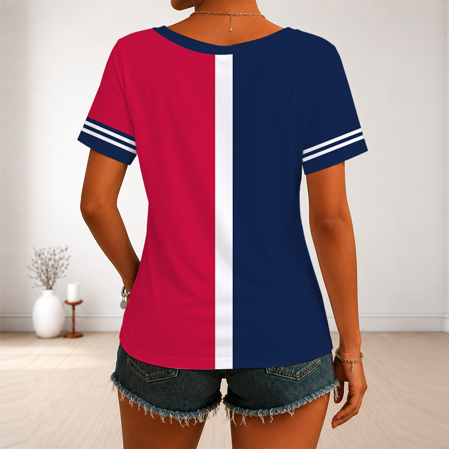 LIMITED EDITION - NEW CUSTOMIZED MLB09 ABS ATLANTA BRAVES V-NECK FEMALE SHIRT