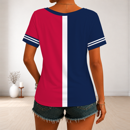 LIMITED EDITION - NEW CUSTOMIZED MLB09 ABS ATLANTA BRAVES V-NECK FEMALE SHIRT