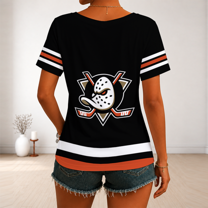 [SUPER SALE] NEW CUSTOMIZED NHL09 AHD ANAHEIM DUCKS V-NECK FEMALE SHIRT