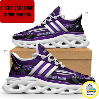 ELITE EDITION - NEW CUSTOMIZED NCAA FBS09 THF TCU HORNED FROGS CLUNKY SNEAKERS