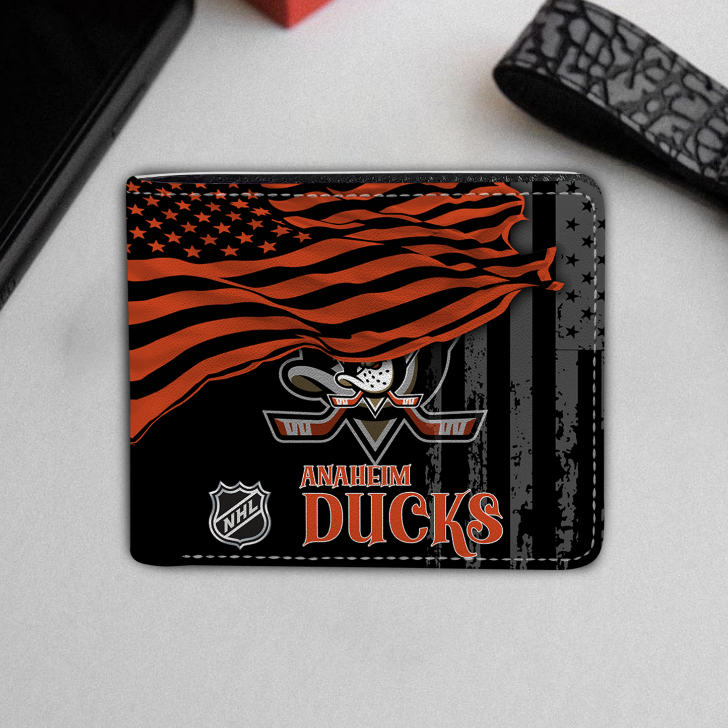[SUPER SALE ] NEW CUSTOMIZED NHL09 AHD ANAHEIM DUCKS LEATHER WALLET