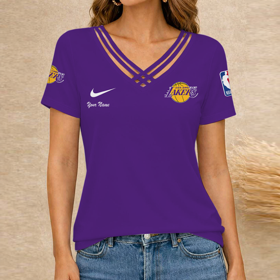 [HOT DEAL] NEW CUSTOMIZED NBA09 LLA LOS ANGELES LAKERS V-NECK SHIRT