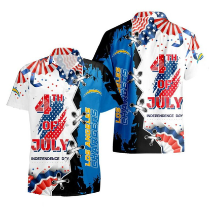 MEGA SALE - NEW CUSTOMIZED NFL09 LAC LOS ANGELES CHARGERS INDEPENDENCE DAY HAWAIIAN SHIRT
