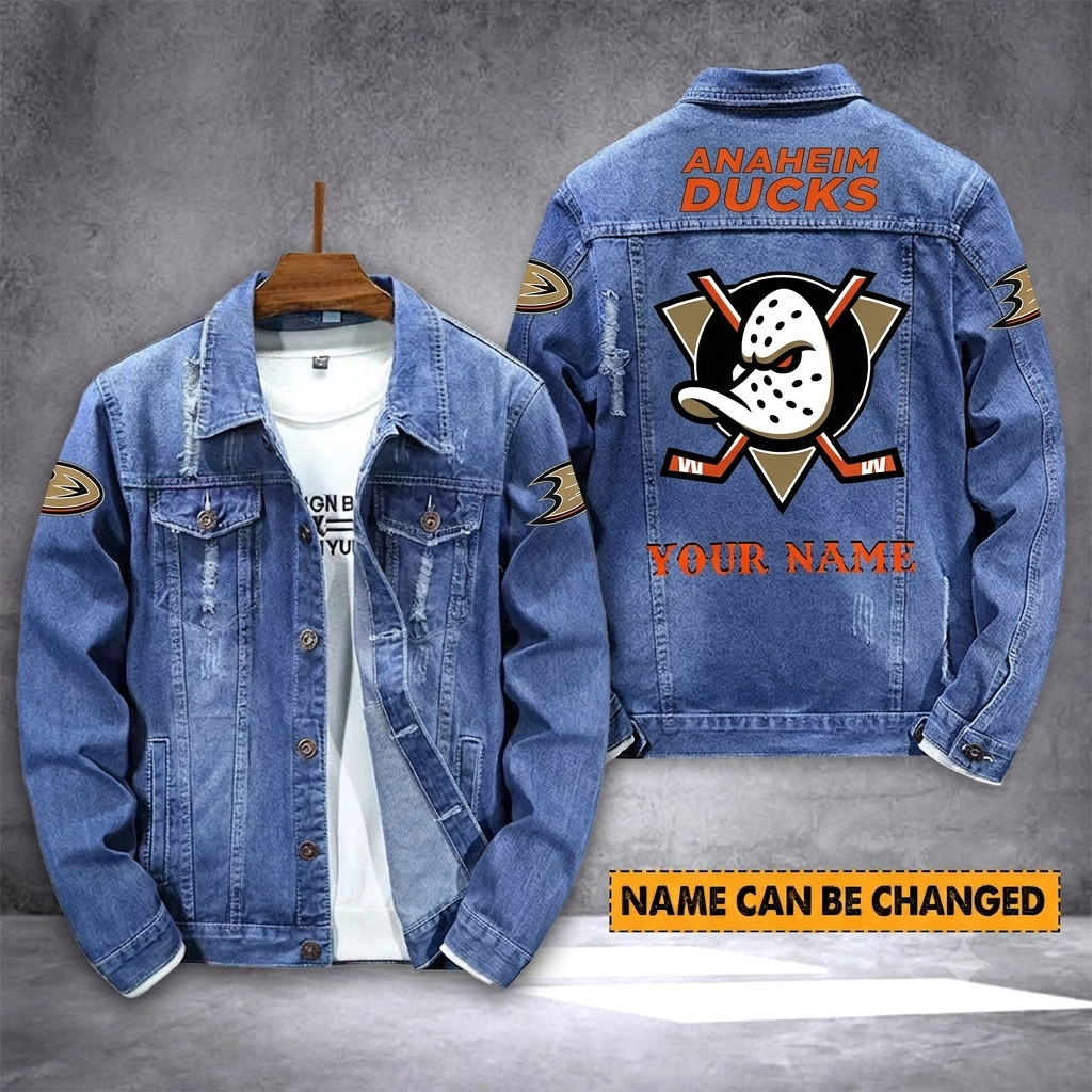 ELITE EDITION - NEW CUSTOMIZED NHL09 AHD ANAHEIM DUCKS DENIM JACKET