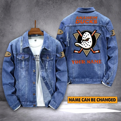 ELITE EDITION - NEW CUSTOMIZED NHL09 AHD ANAHEIM DUCKS DENIM JACKET