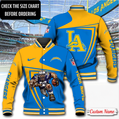 EXCLUSIVE EDITION - NEW CUSTOMIZED NFL09 LAC LOS ANGELES CHARGERS SATIN VARSITY & BASEBALL JACKET