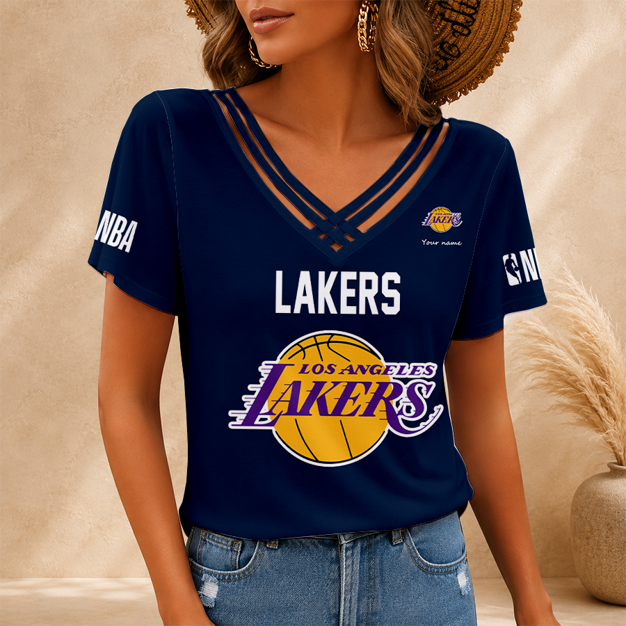 [HOT DEAL] NEW CUSTOMIZED NBA09 LLA LOS ANGELES LAKERS V-NECK SHIRT