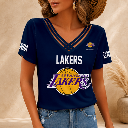 [HOT DEAL] NEW CUSTOMIZED NBA09 LLA LOS ANGELES LAKERS V-NECK SHIRT