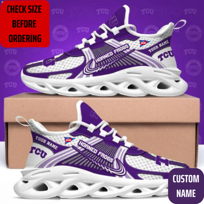 VIRAL EDITION - NEW CUSTOMIZED NCAA FBS09 THF TCU HORNED FROGS CLUNKY SNEAKERS