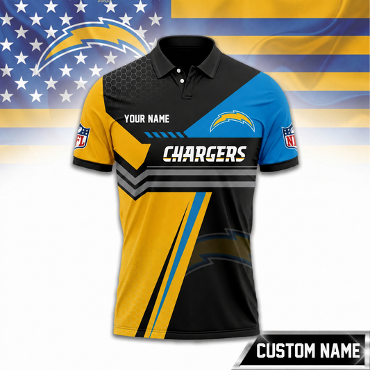 SPECIAL EDITION - NEW CUSTOMIZED NFL09 LAC LOS ANGELES CHARGERS POLO SHIRT, ZIP POLO SHIRT & T-SHIRTS