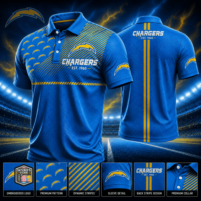 VIRAL EDITION - NEW CUSTOMIZED NFL09 LAC LOS ANGELES CHARGERS POLO SHIRT, ZIP POLO SHIRT & T-SHIRTS