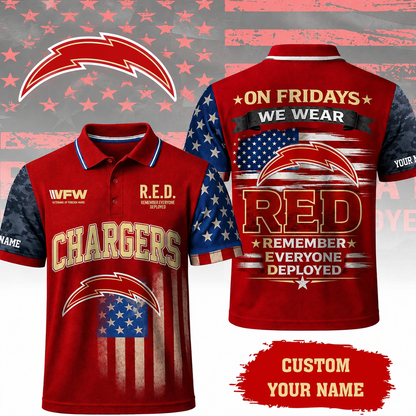 VIRAL EDITON - NEW CUSTOMIZED NFL09 LAC LOS ANGELES CHARGERS INDEPENDENCE DAY POLO SHIRT, ZIP POLO SHIRT & T-SHIRTS