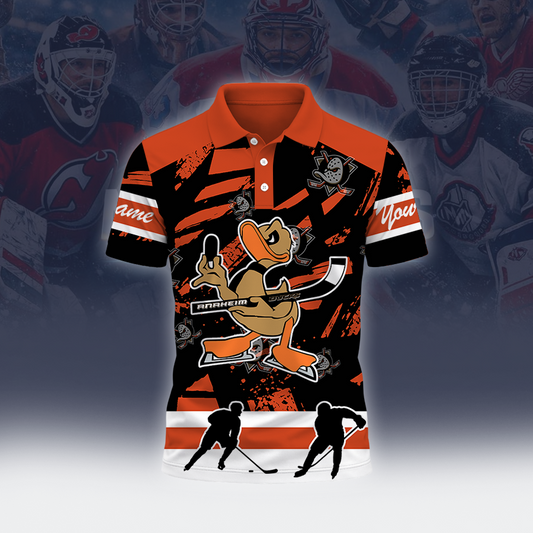 [SUPER SALE] NEW CUSTOMIZED NHL09 AHD ANAHEIM DUCKS POLO SHIRT