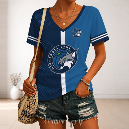 [FAN FAVORITE] NEW CUSTOMIZED WNBA09 MNL MINNESOTA LYNX V-NECK FEMALE SHIRT